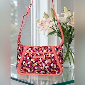 NWOT Peach Colorful Floral Patterned Shoulder Bag